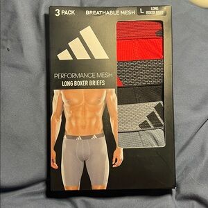 adidas Performance Mesh Long Boxer Briefs 3 Pairs NIB Large